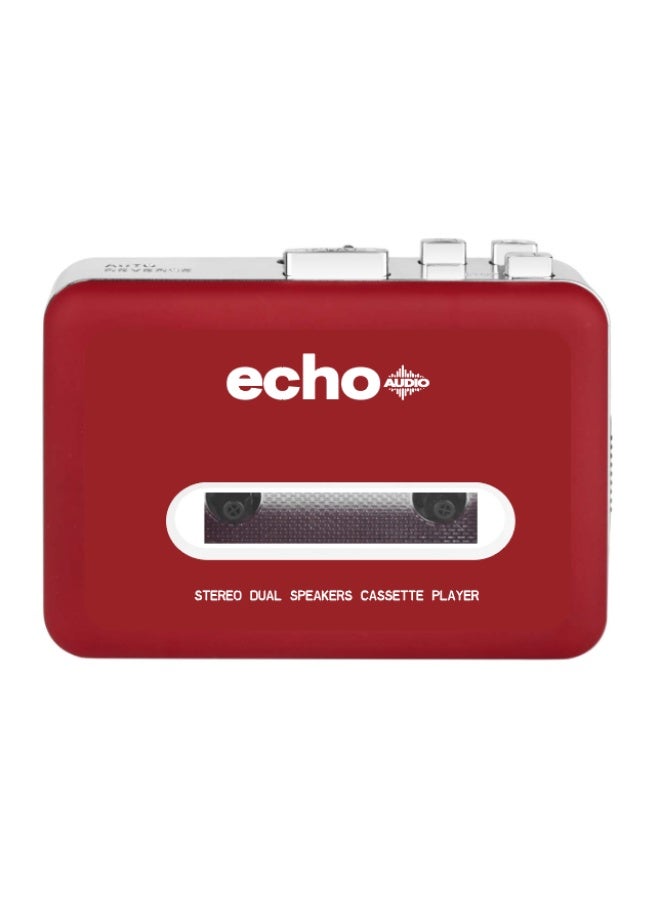Echo Audio The Jackson - Cassette Player with Built-in Speaker- Headset Included - Convert Cassettes to MP3 - Red Color - Image 1